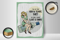 Holzschild Spruch Pinup I´m on the Gin & Tonic Diet 30x40cm