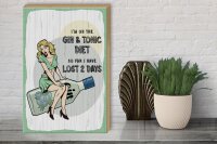 Holzschild Spruch Pinup I´m on the Gin & Tonic Diet 30x40cm