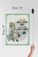 Holzschild Spruch Pinup I´m on the Gin & Tonic Diet 30x40cm