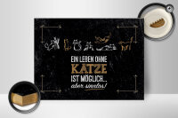 Holzschild Spruch Katze Ein Leben ohne Katze möglich 40x30cm