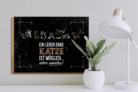 Holzschild Spruch Katze Ein Leben ohne Katze möglich 40x30cm