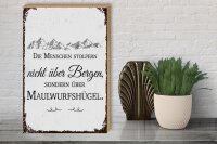 Holzschild Spruch Menschen stolpern nicht über Bergen 30x40cm