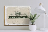 Holzschild Wandern Wanderkönig Krone Berge 40x30cm Geschenk