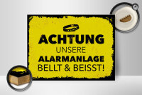 Holzschild Hund Achtung unsere Alarmanlage beißt 40x30cm