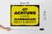 Holzschild Hund Achtung unsere Alarmanlage beißt 40x30cm
