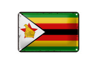 Blechschild Flagge Simbabwes 18x12cm Retro Flag of...