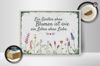 Holzschild Spruch Garten ohne Blumen Leben ohne Liebe 40x30cm