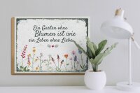 Holzschild Spruch Garten ohne Blumen Leben ohne Liebe 40x30cm