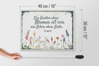 Holzschild Spruch Garten ohne Blumen Leben ohne Liebe 40x30cm