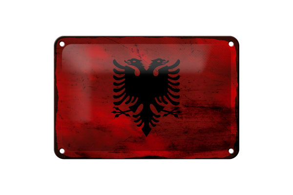 Blechschild Flagge Albanien 18x12cm Flag Albania Rost