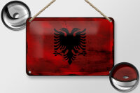 Blechschild Flagge Albanien 18x12cm Flag Albania Rost