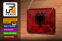 Blechschild Flagge Albanien 18x12cm Flag Albania Rost