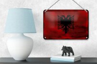 Blechschild Flagge Albanien 18x12cm Flag Albania Rost