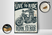 Holzschild Spruch Biker Motorrad born to ride 30x40cm