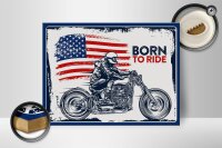 Holzschild Spruch Biker Born to Ride USA 40x30cm Motorcycle