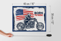 Holzschild Spruch Biker Born to Ride USA 40x30cm Motorcycle