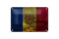 Blechschild Flagge Andorra 18x12cm Flag of Andora Rost