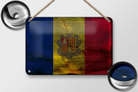Blechschild Flagge Andorra 18x12cm Flag of Andora Rost