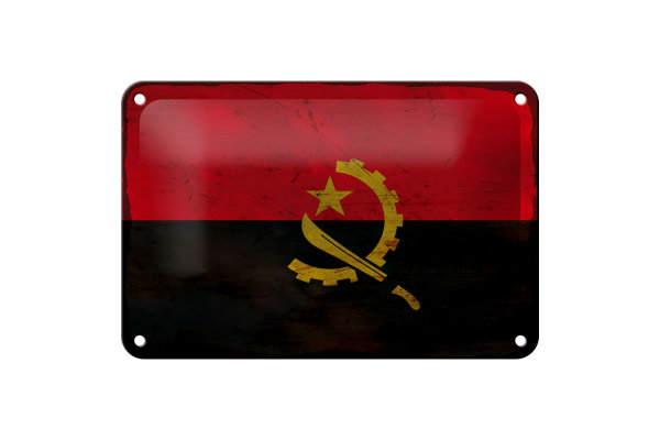 Blechschild Flagge Angolas 18x12cm Flag of Angola Rost