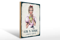 Holzschild Alkohol Gin & Tonic Liquid Sanity 30x40cm