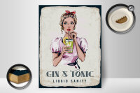 Holzschild Alkohol Gin & Tonic Liquid Sanity 30x40cm