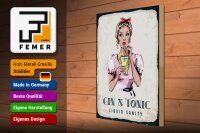 Holzschild Alkohol Gin & Tonic Liquid Sanity 30x40cm