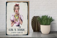 Holzschild Alkohol Gin & Tonic Liquid Sanity 30x40cm