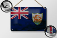 Blechschild Flagge Anguillas 18x12cm Flag of Anguilla Rost