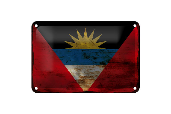 Blechschild Flagge Antigua und Barbuda 18x12cm Flag Rost