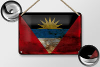 Blechschild Flagge Antigua und Barbuda 18x12cm Flag Rost