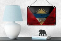 Blechschild Flagge Antigua und Barbuda 18x12cm Flag Rost