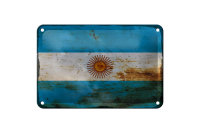 Blechschild Flagge Argentinien 18x12cm Flag Argentina Rost
