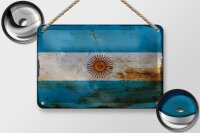 Blechschild Flagge Argentinien 18x12cm Flag Argentina Rost