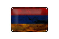 Blechschild Flagge Armenien 18x12cm Flag of Armenia Rost