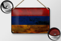 Blechschild Flagge Armenien 18x12cm Flag of Armenia Rost