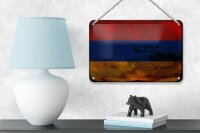 Blechschild Flagge Armenien 18x12cm Flag of Armenia Rost