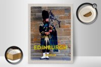Holzschild Reise 30x40cm Edinburgh Scotland Dudelsack Mann