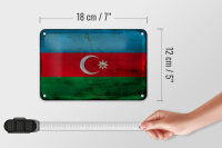 Blechschild Flagge Aserbaidschan 18x12cm Azerbaijan Rost