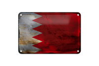 Blechschild Flagge Bahrains 18x12cm Flag of Bahrain Rost