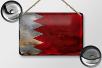 Blechschild Flagge Bahrains 18x12cm Flag of Bahrain Rost