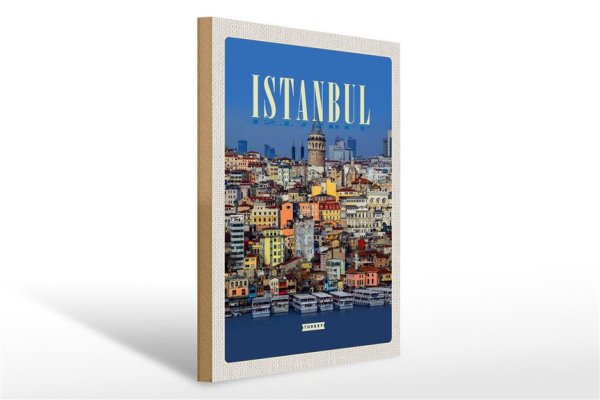 Holzschild Reise 30x40cm Istanbul Turkey City Guide Geschenk