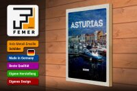 Holzschild Reise 30x40cm Retro Asturias Spyin Spanien Jachten
