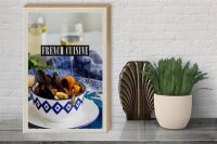 Holzschild Reise 30x40cm French Cuisine Muscheln Wein