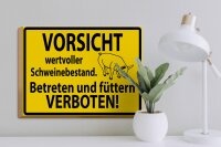 Holzschild Warnschild 40x30cm Wertvoller Schweinebestand