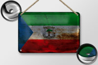Blechschild Flagge Äquatorialguinea 18x12cm Flag Rost