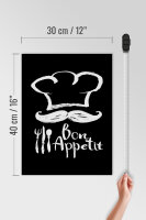 Holzschild Essen 30x40cm Bon Appetit Restaurant s/w