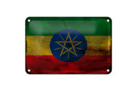 Blechschild Flagge Äthiopien 18x12cm Flag Ethiopia Rost