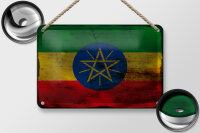 Blechschild Flagge Äthiopien 18x12cm Flag Ethiopia Rost