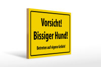 Holzschild Warnschild  40x30cm Vorsicht bissiger Hund