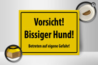 Holzschild Warnschild  40x30cm Vorsicht bissiger Hund
